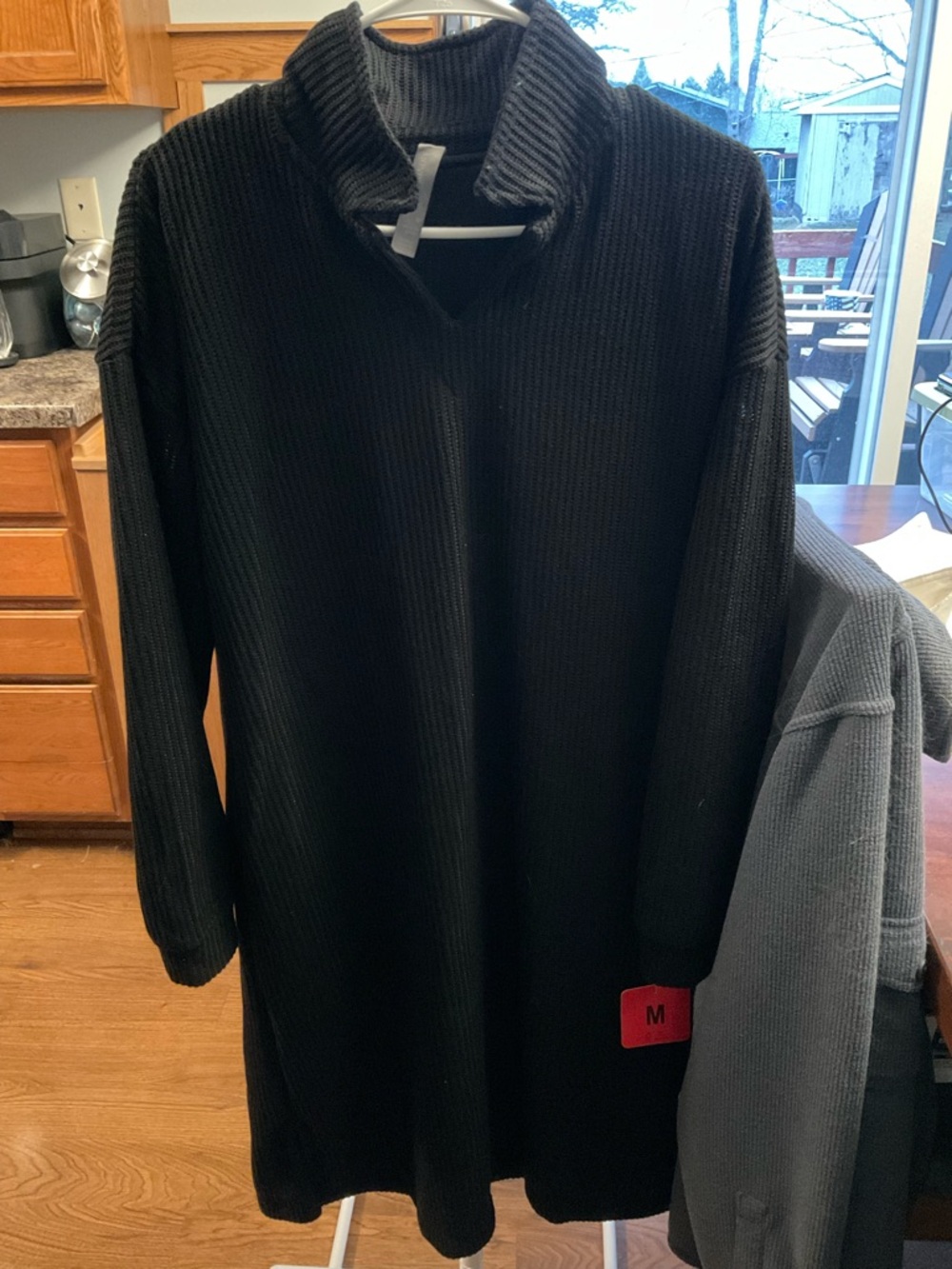 Mondetta Black Ribbed Midi Sweater Dress